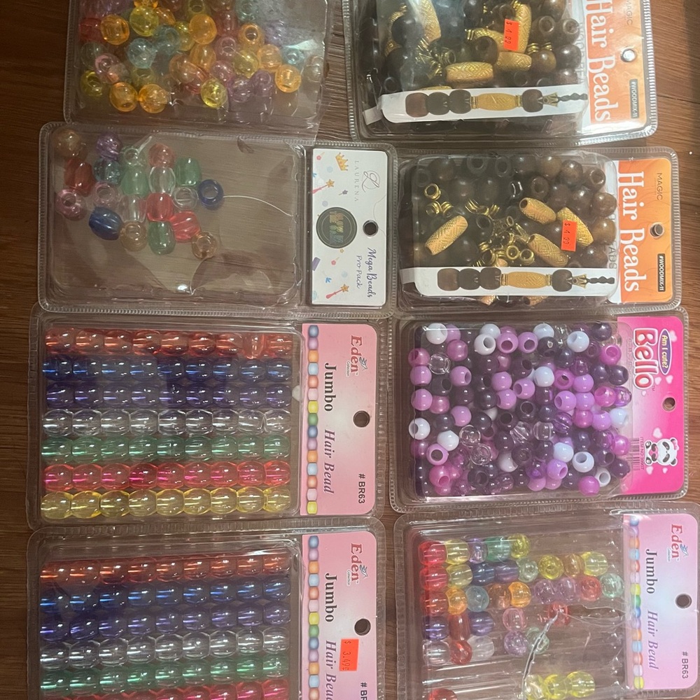 Eden Jumbo Hair Beads - Assorted Pastel & Clear Colors